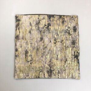 CLOUD 9 DESIGN Ella Pleated Decorative Pillow 22x22 Lurex Linen Cotton Gold Foil